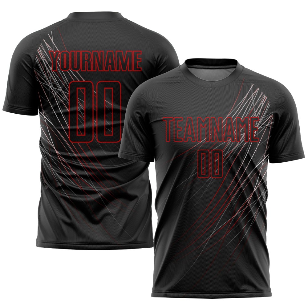 Custom Black Black-Red Sublimation Soccer Uniform Jersey Custom Black Black-Red Sublimation Soccer Uniform Jersey