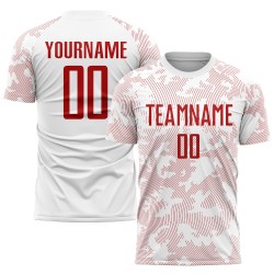 Custom White Red Sublimation Soccer Uniform Jersey Custom White Red Sublimation Soccer Uniform Jersey