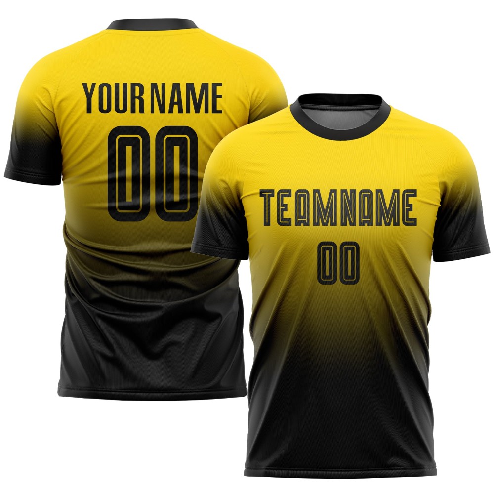 Custom Gold Black Sublimation Fade Fashion Soccer Uniform Jersey Custom Gold Black Sublimation Fade Fashion Soccer Uniform Jersey