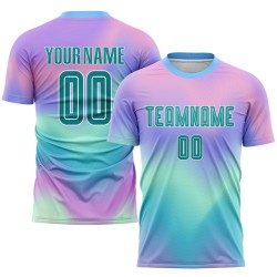 Custom Tie Dye Teal-White Sublimation Soccer Uniform Jersey Custom Tie Dye Teal-White Sublimation Soccer Uniform Jersey