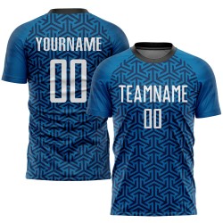 Custom Blue White-Black Sublimation Soccer Uniform Jersey Custom Blue White-Black Sublimation Soccer Uniform Jersey