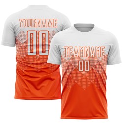 Custom Orange White Sublimation Soccer Uniform Jersey Custom Orange White Sublimation Soccer Uniform Jersey