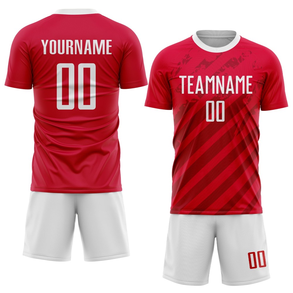 Custom Red White Sublimation Soccer Uniform Jersey Custom Red White Sublimation Soccer Uniform Jersey