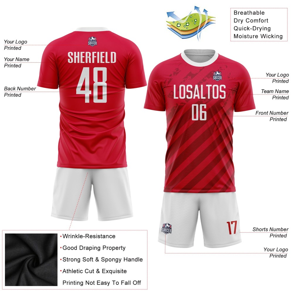 Custom Red White Sublimation Soccer Uniform Jersey Custom Red White Sublimation Soccer Uniform Jersey
