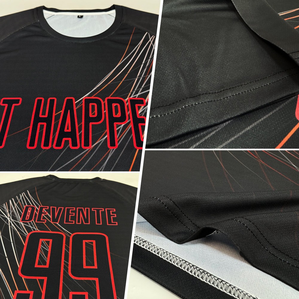 Custom Black Black-Red Sublimation Soccer Uniform Jersey Custom Black Black-Red Sublimation Soccer Uniform Jersey