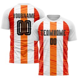 Custom White Black-Orange Sublimation Soccer Uniform Jersey Custom White Black-Orange Sublimation Soccer Uniform Jersey