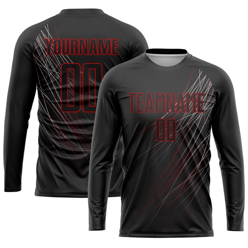 Custom Black Black-Red Sublimation Soccer Uniform Jersey Custom Black Black-Red Sublimation Soccer Uniform Jersey