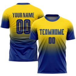 Custom Gold Royal Sublimation Fade Fashion Soccer Uniform Jersey Custom Gold Royal Sublimation Fade Fashion Soccer Uniform Jersey