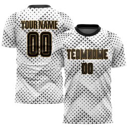 Custom White Black-Old Gold Sublimation Soccer Uniform Jersey Custom White Black-Old Gold Sublimation Soccer Uniform Jersey