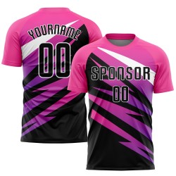 Custom Pink Black-White Sublimation Soccer Uniform Jersey Custom Pink Black-White Sublimation Soccer Uniform Jersey