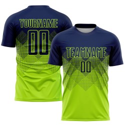 Custom Neon Green Navy Sublimation Soccer Uniform Jersey Custom Neon Green Navy Sublimation Soccer Uniform Jersey
