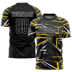 Custom Black Black-Gold Sublimation Soccer Uniform Jersey Custom Black Black-Gold Sublimation Soccer Uniform Jersey