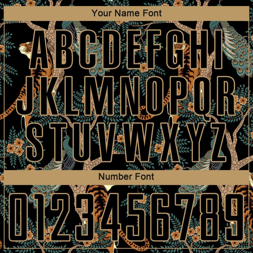 Custom Black Old Gold Tiger And Peacock Sublimation Soccer Uniform Jersey Custom Black Old Gold Tiger And Peacock Sublimation Soccer Uniform Jersey